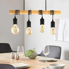 Toolight Toolight, závesné svietidlo APP974-4CP, čierna - bambusové drevo, OSW-03243