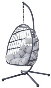 Autronic BONTEC Závesné kreslo, kov, polyratan, sivá, AZ-V1269 GREY Farba: Šedá