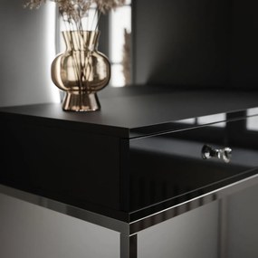 TOALETNÝ STOLÍK EMELINE ČIERNY LESK + CHRÓM LED ZRKADLO ĽAVÉ