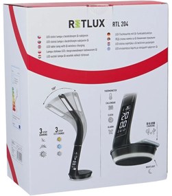 Retlux RTL 204 Stolová LED lampa s displejom a Qi dobíjaním čierna, 6 W