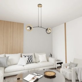 Luster na lanku SKIVA 2xE27/15W/230V čierna/béžová