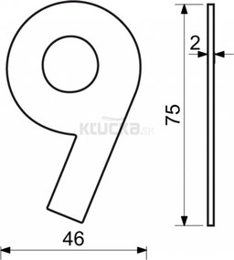 RN.75L číslo "9" 75 mm čierné matné