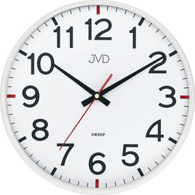 Nástenné hodiny JVD HX2508.1 – biele, vypuklé sklo a tichý chod sweep, 30 cm