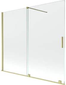 Mexen Velar vaňová zástena dvojkrídlová Posuvný 180 x 150 cm, Priehľadné, zlatý kefovaný - 896-180-000-01-55