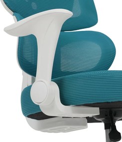 Detská pracovná stolička NANDU — sieť / látka, tyrkysová