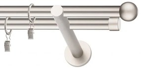 Dekorstudio Chrómová matná dvojradová garniža GUĽA 19mm Dĺžka: 120cm, Typ uchytenia: Držiak dvojitý modern, Typ príslušenstva: Krúžky tiché so štipcami