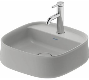 DURAVIT Zencha oválna umývadlová misa s otvorom, bez prepadu, 420 x 420 mm, saténovo šedá matná, s povrchom WonderGliss, 23744267711