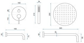 Rea Lungo - podomietkový vaňový set so sprchou + box P6300 - komplet sada, čierna, REA-P4112