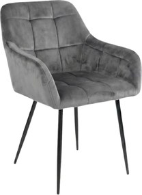 Sivé jedálenské kreslo LOREN VELVET s čiernymi nohami