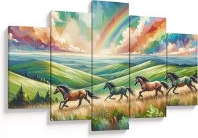 Obraz – Kone cválajúce krajinou (150x105 cm)