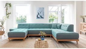 Tyrkysovomodrá rozkladacia rohová pohovka (pravý roh/do tvaru "U") Dazzling Daisy – Miuform