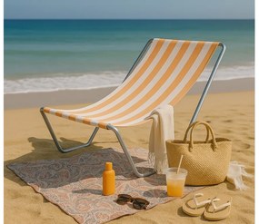 Skladacie plážové lehátko SAND, oranžové pruhy