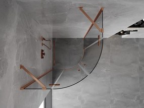 Mexen Mist, polkruhový výklopný sprchový kút 80 x 80 cm, číre sklo, medený matný profil, 8A33-080-080-65-00