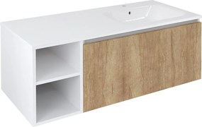 Sapho Sapho, LOREA skrinka 120x46x51,5cm (30P+90cm), pravá, dub Alabama/biela matná, LE090-2231-R-05