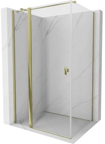 Mexen Mist T, sprchový kút s krídlovými dverami, 70 x 115 cm, 8mm číre sklo, zlatý lesklý profil, 8A4T-115-070-50-00