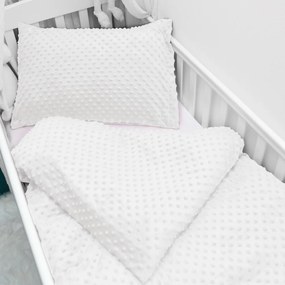 Biante Detské posteľné obliečky do postieľky Minky 3D bodky MKP-016 Krémovo biele Do postieľky 90x140 a 40x60 cm