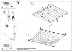 Stropné svietidlo Luna, 1x biele textilné tienidlo, (140 cm)