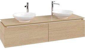 VILLEROY &amp; BOCH Legato závesná skrinka pod dve umývadlá na dosku, 2 zásuvky, 1600 x 500 x 380 mm, Nordic Oak, B59900VJ