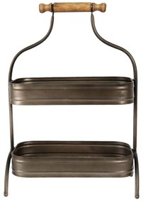 Mosadzný antik plechový stojan / etažér Thelle - 36 * 20 * 51 cm