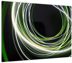 Sklenený obraz zelených čiar (70x50 cm)
