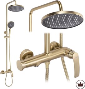 Rea Como M2, sprchový set s dažďovou sprchou a výtokom, zlatá matná, REA-P4795