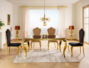 JEDÁLENSKÝ STÔL LAURO ČIERNE SKLO + ZLATÝ 150 x 90