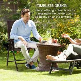 Estoril, záhradná stolička, polyratan, hliník, 7 úrovní, skladacia, hnedá