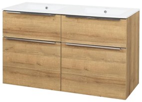 Mereo Mereo, Mailo, kúpeľňová skrinka s keramickým umývadlom 121 cm, chrómové madlo, MER-CN523