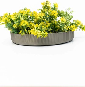 Dekoračná miska ORYVEN, sklolaminát s drážkami, priemer 30 cm, sivá