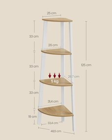 Rohový regál Vasagle Djerha dub přírodní/bílá