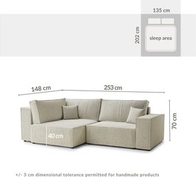 Hnedá ženilková rozkladacia/s úložným priestorom rohová pohovka (ľavý roh/do L) Tonga – Maison de Rêve