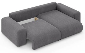 Sivá menčestrová rozkladacia rohová pohovka s úložným priestorom (variabilný roh) Luma – Ropez