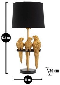 Čierna stolová lampa Mauro Ferretti Parrots