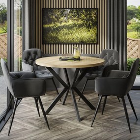 Okrúhly rozkladací jedálensky stôl MARION 100 - 176 cm dub sonoma Farba nôh: Čierna