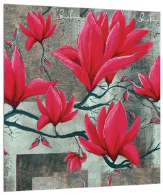 Obraz červených kvetov (30x30 cm)