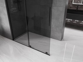 Mexen Velar, sprchová zástena s posuvnými dverami Walk-in 150 x 200 cm, 8mm šedé sklo, čierna matná, 871-150-000-43-70