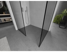 Mexen Kioto, 2-stenová sprchová zástena Walk-In 130 x 90 cm, 8mm číre sklo čierny vzor, brúsená oceľ profil, 800-130-202-97-70-090