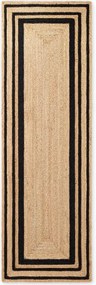 Čierny/v prírodnej farbe obojstranný/ručne tkaný jutový behúň 70x200 cm Jutta – Hanse Home