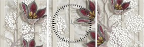 Obraz - Dekoratívne kvety (s hodinami) (90x30 cm)
