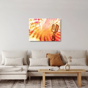 Sklenený obraz - Retro mikrofón (70x50 cm)
