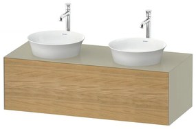 DURAVIT White Tulip závesná skrinka pod dve umývadlá na dosku, 1 zásuvka, 1300 x 550 x 408 mm, dub prírodný masív/taupe vysoký lesk, WT4978BH5H3