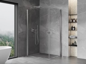 Mexen Mist-B Duo, 2-krídlový výklopný sprchový kút 100 x 95 cm, číre sklo, chrómový profil, 8A2-100-095-01-00