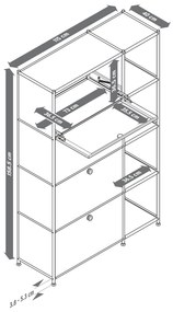 Kovová skrinka »CN3« so 4 výklopnými priečinkami, sivá