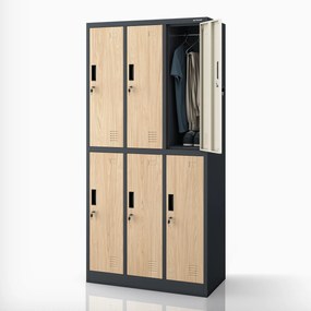 Šatníková skriňa BHP antracitová / dub sonoma, 6-dverová: Eco Design IGOR, 900 x 1850 x 450 mm
