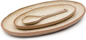 Béžové servírovacie keramické taniere v súprave 3 ks Zunel – Kave Home