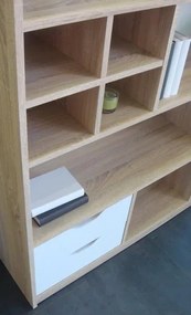 Regál / knižnica Sten 2, dub sonoma/biela