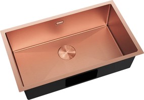 Mexen Trixo, 1-komorový nerezový drez 750 x 440 mm, brúsená meď, vzor voština, 6415751000-65HC