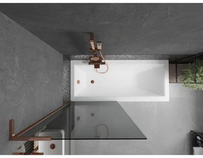 Mexen Next L, 1-krídlová vaňová zástena 80 x 150 cm, 6mm šedé sklo, ružové zlato profil, 895-080-000-03-40-60