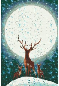 Gario Diamantové maľovanie Jeleň za splnu Rozmery: 40 x 60 cm, Rámovanie: Iba zrolované plátno, Diamanty: Okrúhle