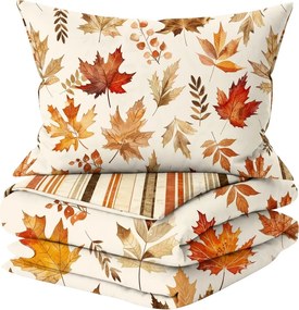 Flanelové obliečky LEAVES & STRIPES farebné Rozmer obliečky: 70 x 90 cm | 140 x 200 cm